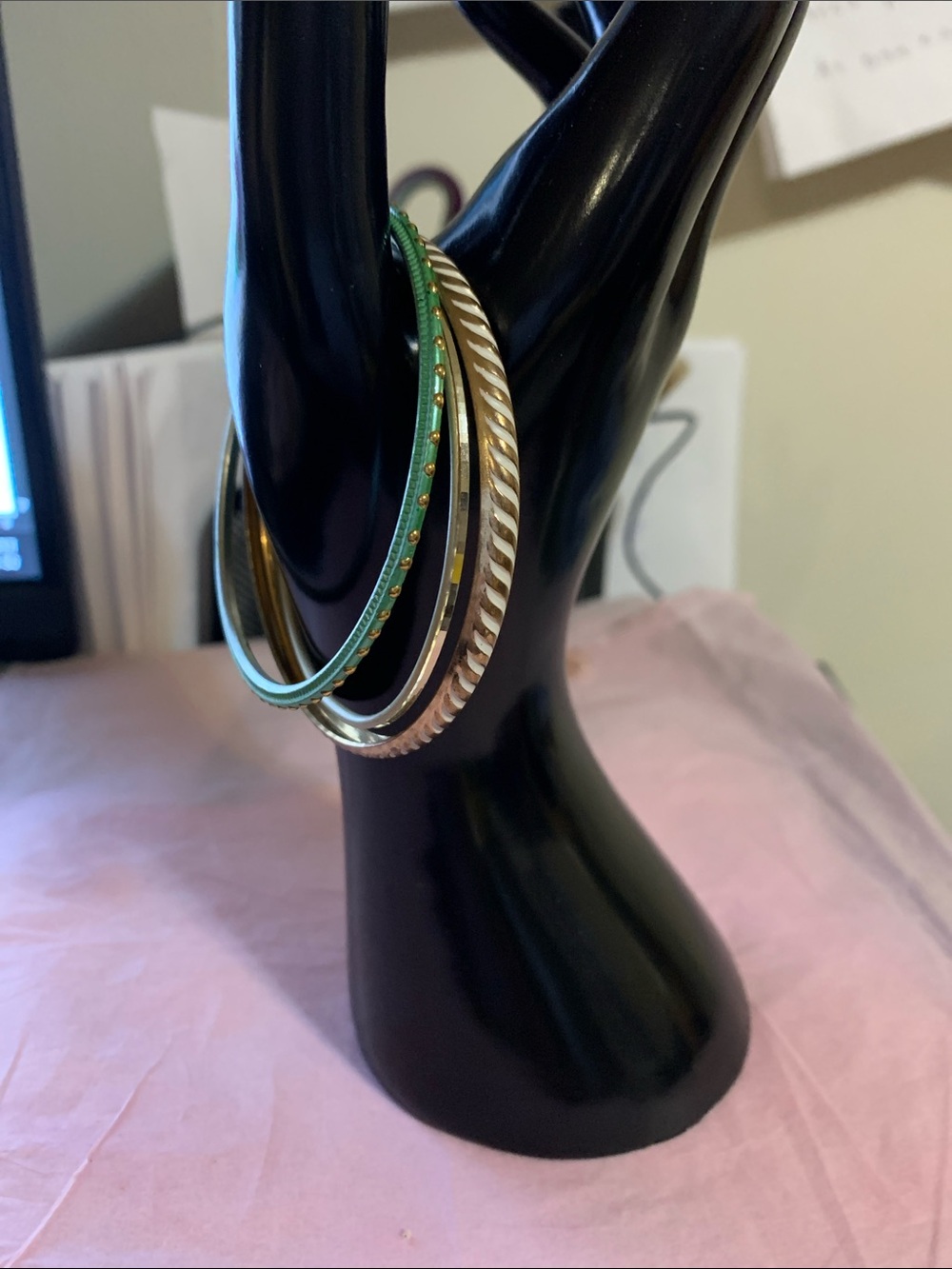 Green and Gold Multi-Stack Bangle Set - Women Jewelry